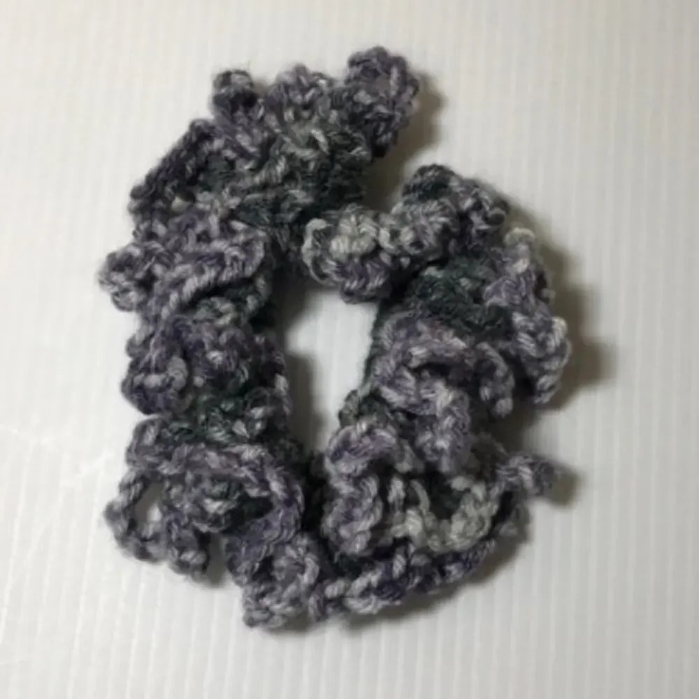 NWT Purple Gray Handmade Crocheted Hair Scrunchie by Dawny